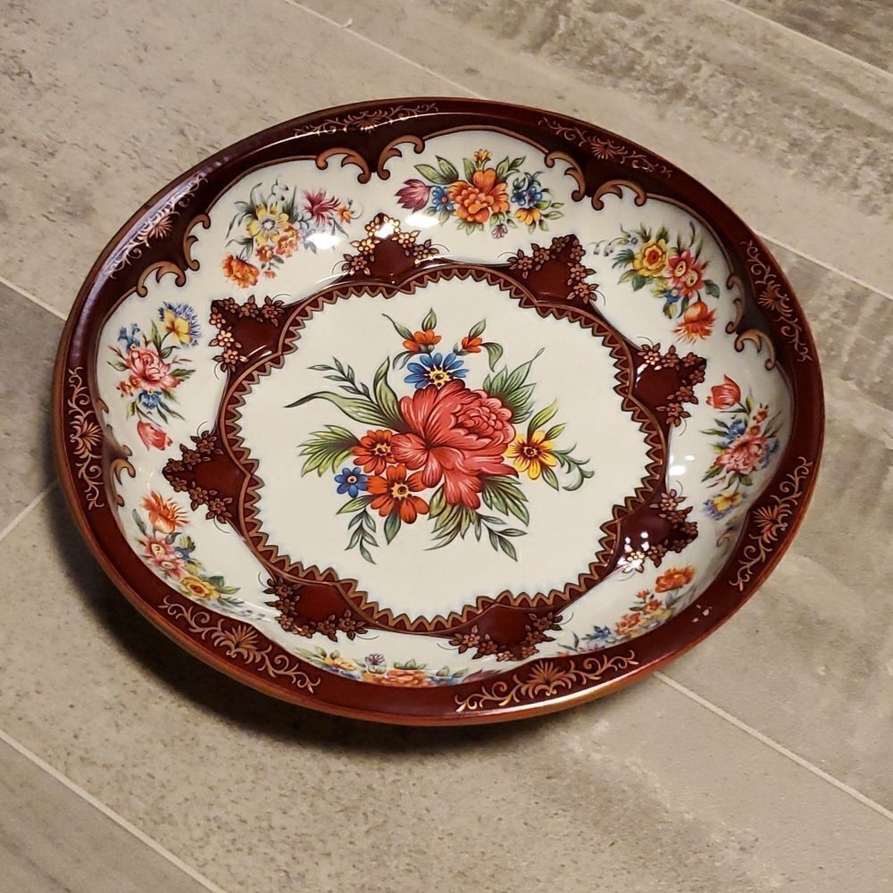 Vintage Daher Decorating Ware 1971 Floral Metal Tin Bowl
